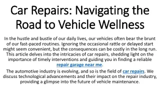 Car Repairs Navigating the Road to Vehicle Wellness