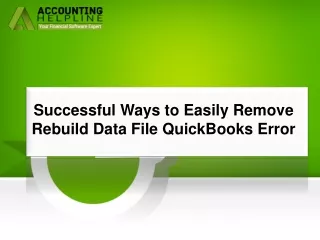 How To Eliminate Rebuild Data File QuickBooks Error