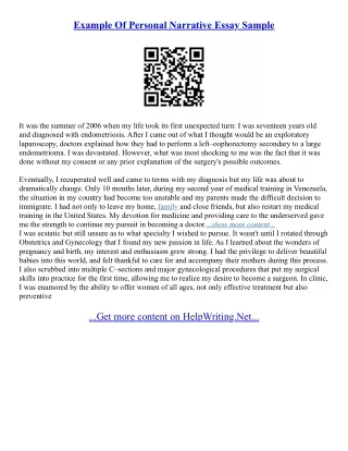 Sample Essay Narrative