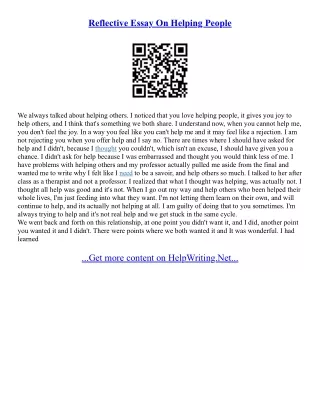 Essay About Helping Others
