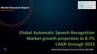 Automatic Speech Recognition Market growth projection to 8.7% CAGR through 2033