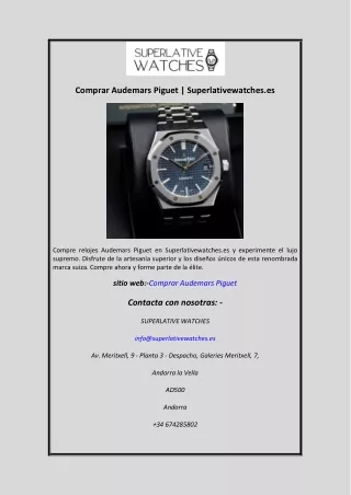 Comprar Audemars Piguet | Superlativewatches.es