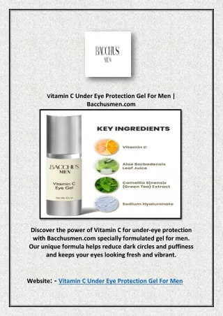 Vitamin C Under Eye Protection Gel For Men | Bacchusmen.com