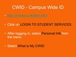CWID - Campus Wide ID