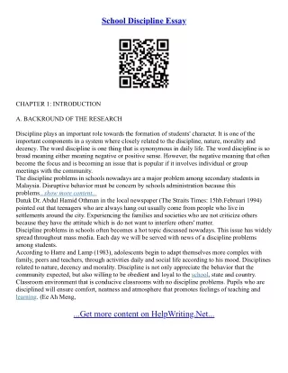 Discipline Essays