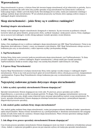 Skup nieruchomości – jakie firmy są w czołówce rankingów?