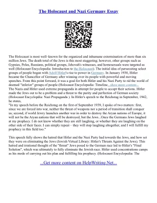 Essay On The Holocaust