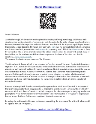Moral Dilemma Essay