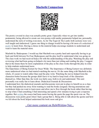 Macbeth Comparison Essay