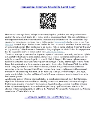 Homosexual Marriage Essay