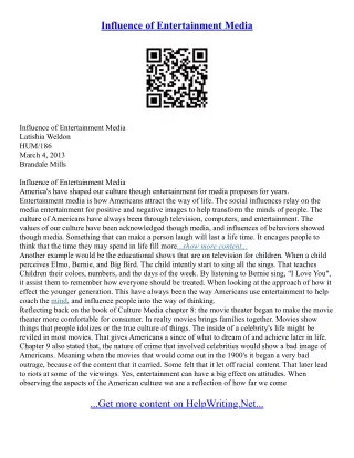 Essay On Influence Of Media