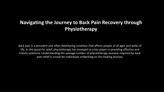 Navigating the Journey to Back Pain Recovery through Physiotherapy