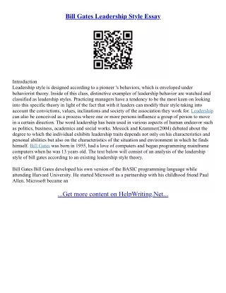 Leadership Style Essay