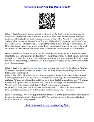 Death Penalty Persuasive Essay