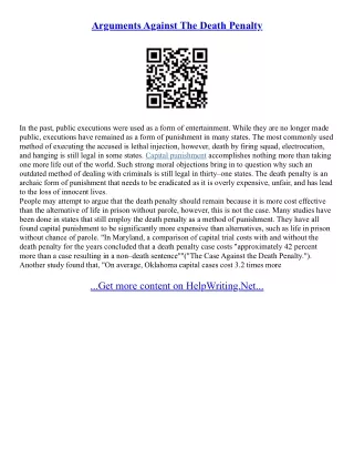 Against Death Penalty Essay