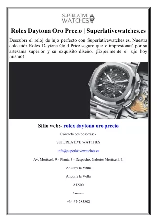 Rolex Daytona Oro Precio Superlativewatches.es