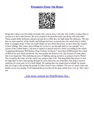 Persuasive Essay On Drugs