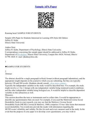 Apa Sample Essay