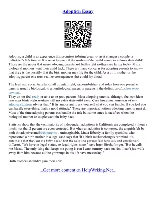 Essay On Adoption