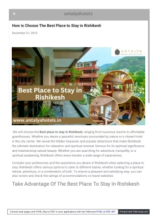 The Best Place to Stay in Rishikesh