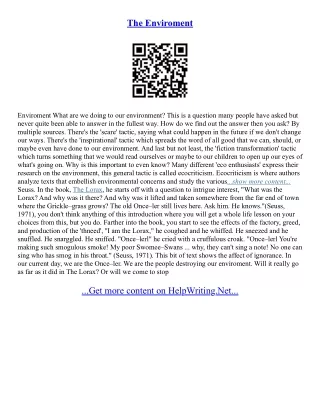 Enviroment Essay