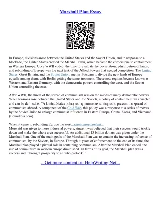 Marshall Plan Essay