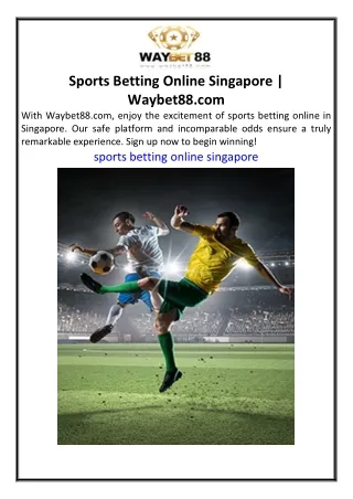 Sports Betting Online Singapore  Waybet88.com