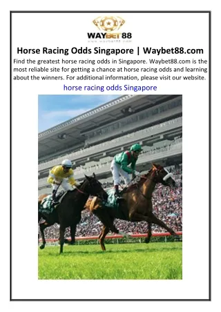 Horse Racing Odds Singapore  Waybet88.com