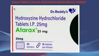 Atarax Tablets (Generic Hydroxyzine Hydrochloride Tablets)