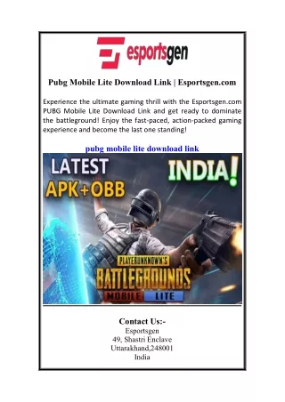 Pubg Mobile Lite Download Link | Esportsgen.com