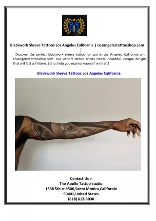 Blackwork Sleeve Tattoos Los Angeles California  Losangelestattooshop.com