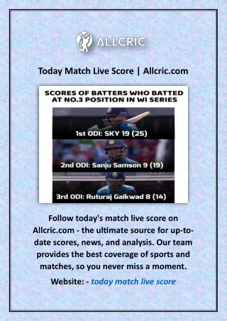 Today Match Live Score | Allcric.com