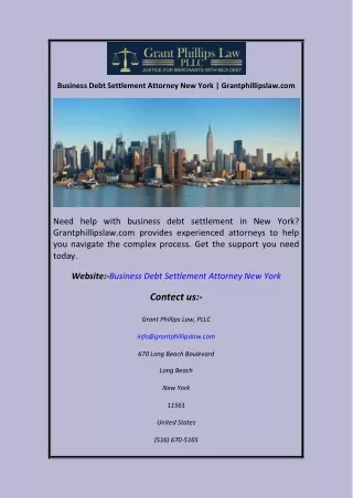 Business Debt Settlement Attorney New York Grantphillipslaw.com