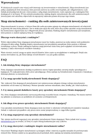 Skup nieruchomości – ranking dla osób zainteresowanych inwestycjami