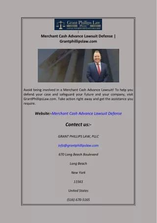 Merchant Cash Advance Lawsuit Defense  Grantphillipslaw.com