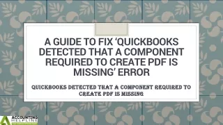 Tackle QuickBooks detected that a component required to create pdf is missing