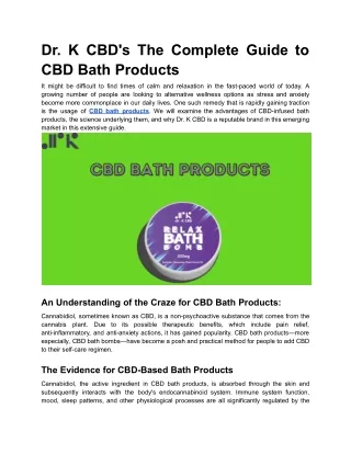 Dr. K CBD's The Complete Guide to CBD Bath Products