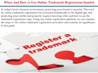 When And How to Use Online Trademark Registration Symbol