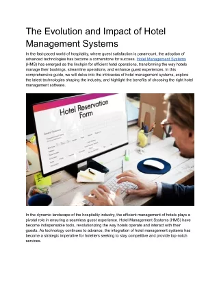 The Evolution and Impact of Hotel Management Systems