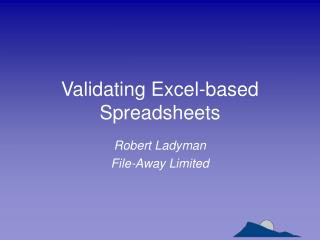 Validating Excel-based Spreadsheets