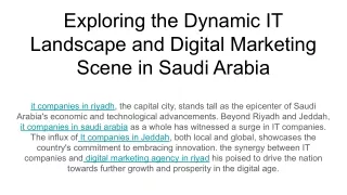 Exploring the Dynamic IT Landscape and Digital Marketing Scene in Saudi Arabia