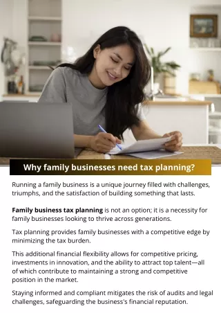 Why family businesses need tax planning ?