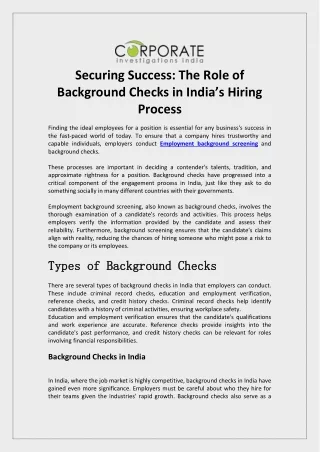 Securing Success The Role of Background Checks in India’s Hiring Process