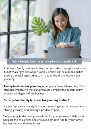 Why family business tax planning matter?