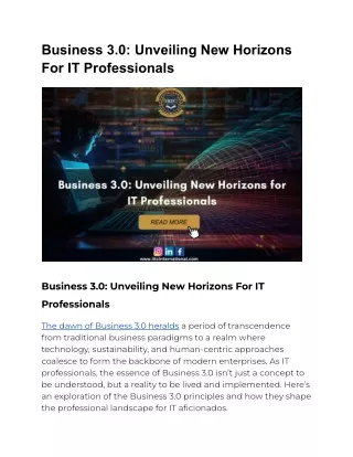 Business 3.0_ Unveiling New Horizons For IT Professionals