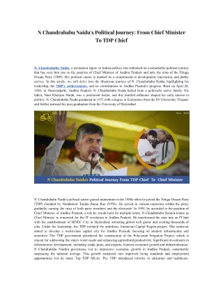 N Chandrababu Naidu's Political Journey From Chief Minister To TDP Chief