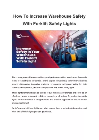 How To Increase Warehouse Safety With Forklift Safety Lights