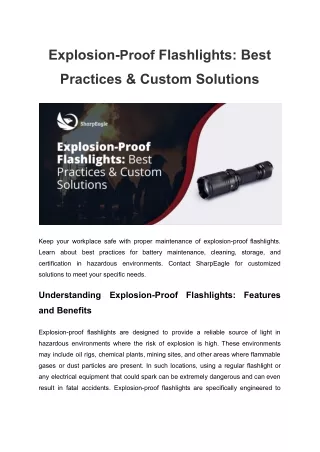 Explosion-Proof Flashlights_ Best Practices & Custom Solutions