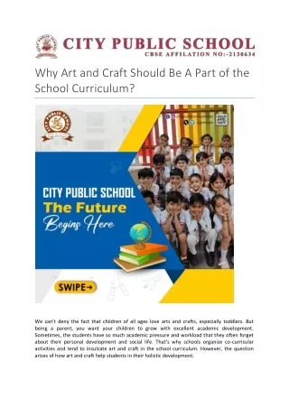 Why Art and Craft Should Be A Part of the School Curriculum