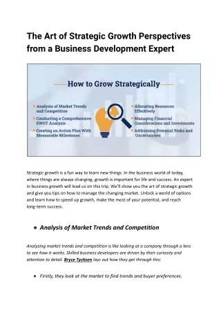 Strategic Growth Unveiled Insights from a Business Development Maestro